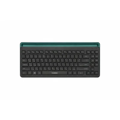 Powero+ ergonomic wireless dual mode keyboard with phone and tablet holder  _ black